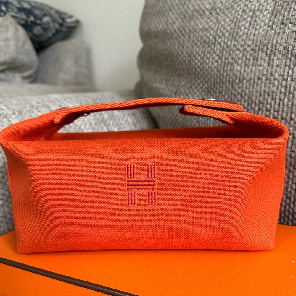 NEW HERMÈS Bride-A-Brac PM Orange Feu Canvas PHW w/ Receipt